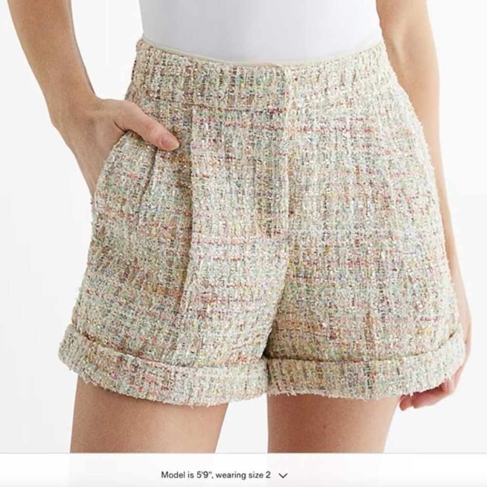 Sequin Tweed Novelty Button Cropped Bomber Jacket and shorts set - Picture 14 of 17